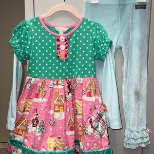 Matilda Jane Kids Matching Set - Green and Pink